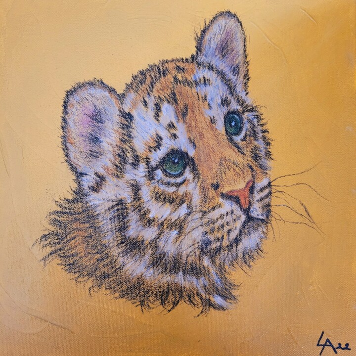 Drawing titled "LE PETIT ROI" by Lalyart, Original Artwork, Pastel Mounted on Wood Stretcher frame