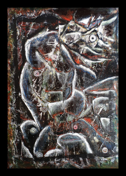Ζωγραφική με τίτλο "Monstre" από Lam, Αυθεντικά έργα τέχνης, Ακρυλικό