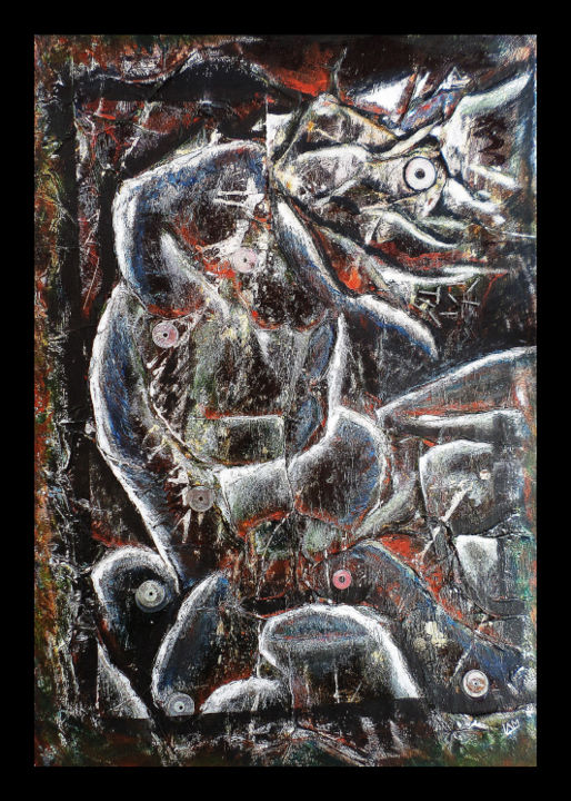 Peinture intitulée "Monstre" par Lam, Œuvre d'art originale, Acrylique