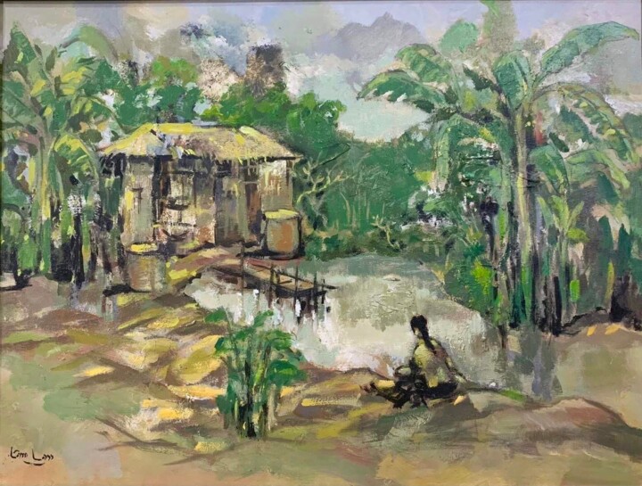 Painting titled "Que huong 1" by Lâm Lan, Original Artwork, Oil