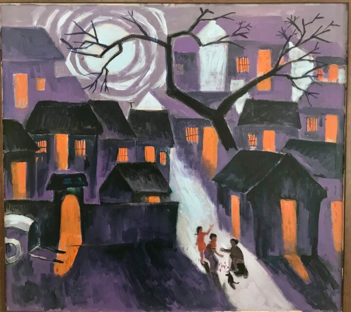 Peinture intitulée "Halloween" par Lam Quy, Œuvre d'art originale, Huile