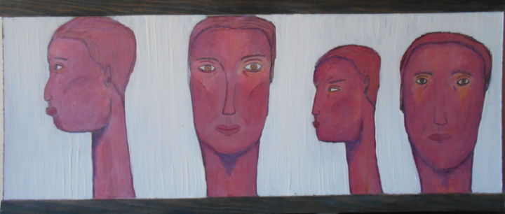 Peinture intitulée "portraits "jeunes h…" par Alice, Œuvre d'art originale, Gouache