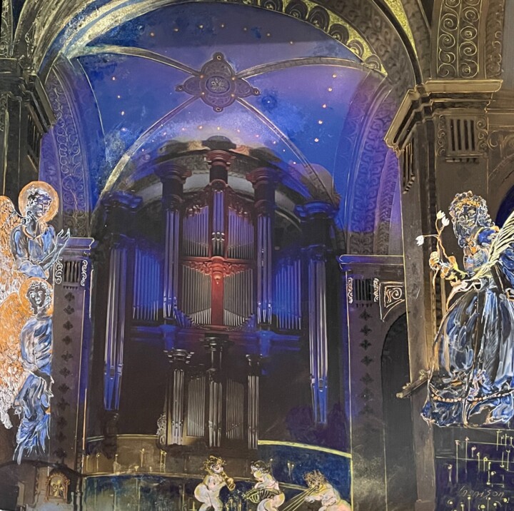 Painting titled "orgue de saint vinc…" by Danielle Lamaison, Original Artwork, Photo Montage Mounted on Metal