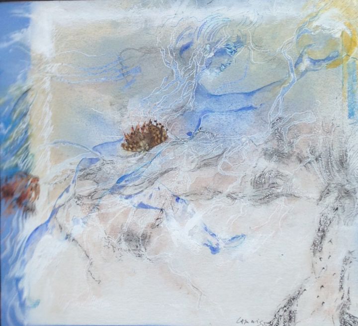 Peinture intitulée "dame huveaune." par Danielle Lamaison, Œuvre d'art originale, Aquarelle