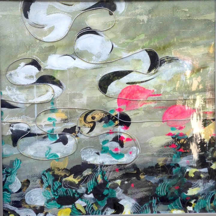 Peinture intitulée "au fil de l'eau" par Danielle Lamaison, Œuvre d'art originale, Aquarelle