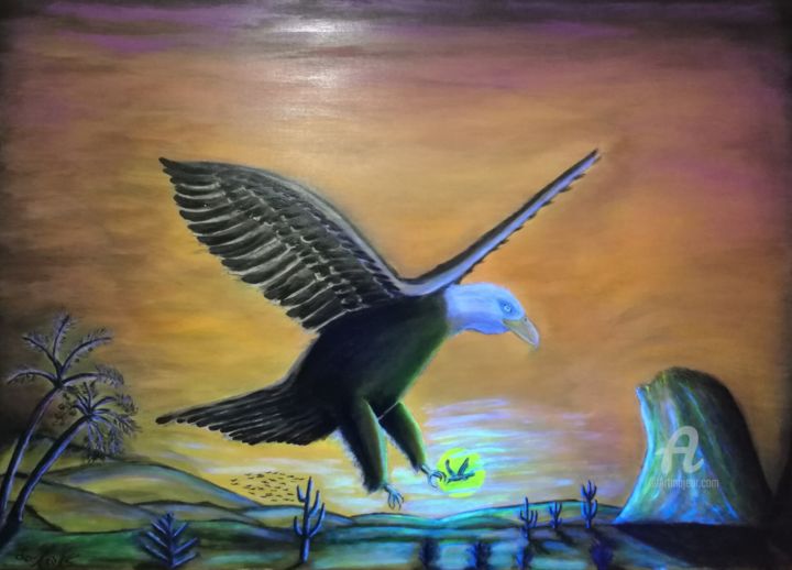 Картина под названием "The Eagle Flight.jpg" - La-Marks, Подлинное произведение искусства, Акрил