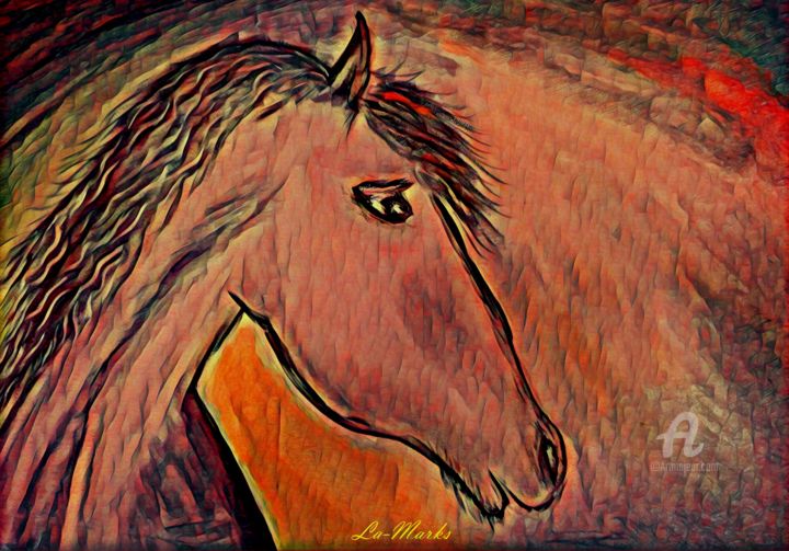 Artes digitais intitulada "The Magic horse Dig…" por La-Marks, Obras de arte originais, Pintura digital