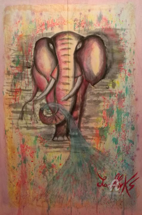 Painting titled "elephant.jpg" by La-Marks, Original Artwork, Acrylic