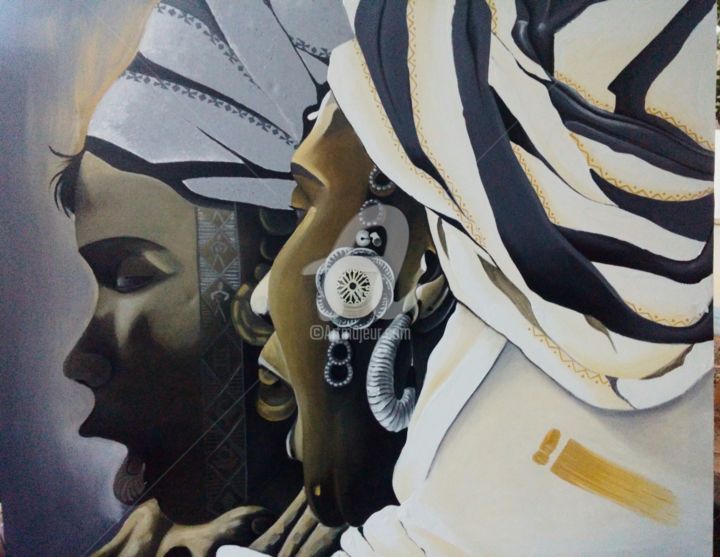 Peinture intitulée "Modernisme et tradi…" par Lambert Ebode, Œuvre d'art originale, Acrylique