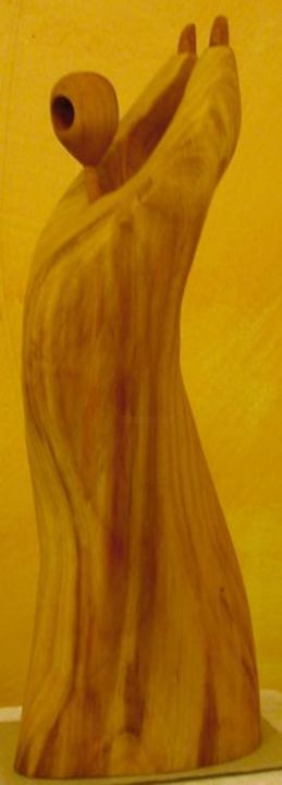 Sculpture titled "Ange - Angel" by Charles Petit, Original Artwork, Wood