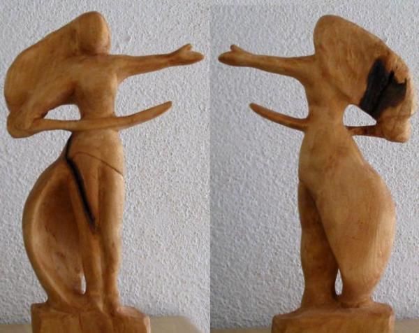 Sculpture titled "Femme au Sabre - Wo…" by Charles Petit, Original Artwork, Wood