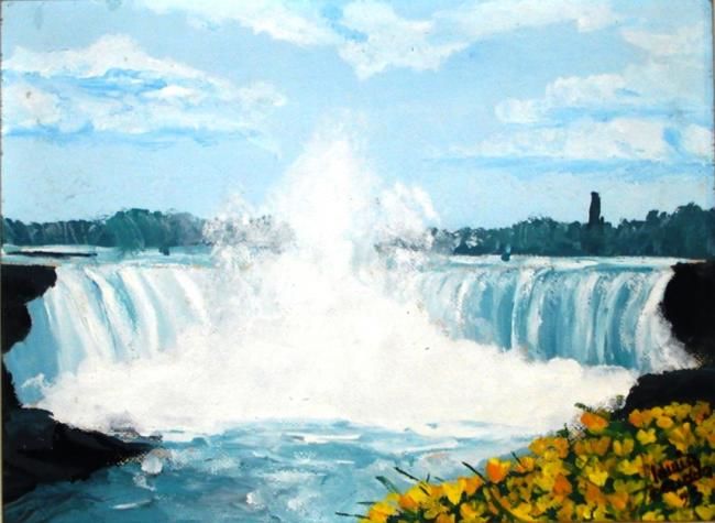 Schilderij getiteld "Niagara" door Lamia Berrada, Origineel Kunstwerk