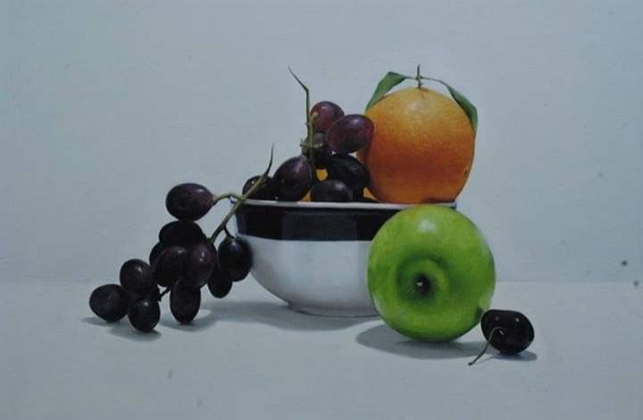 Malerei mit dem Titel "Nature morte" von Lamine Azzouzi, Original-Kunstwerk, Öl