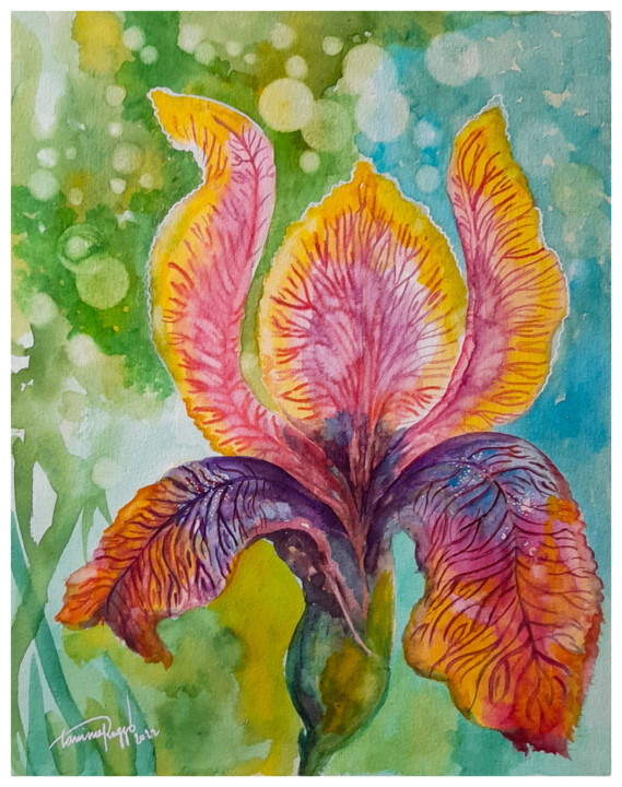 Dessin intitulée ""Iris"" par Lamine Reggad, Œuvre d'art originale, Crayon
