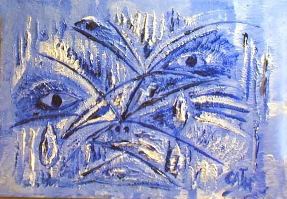 Pintura intitulada "les yeux tristes" por La Miss Cath, Obras de arte originais, Óleo
