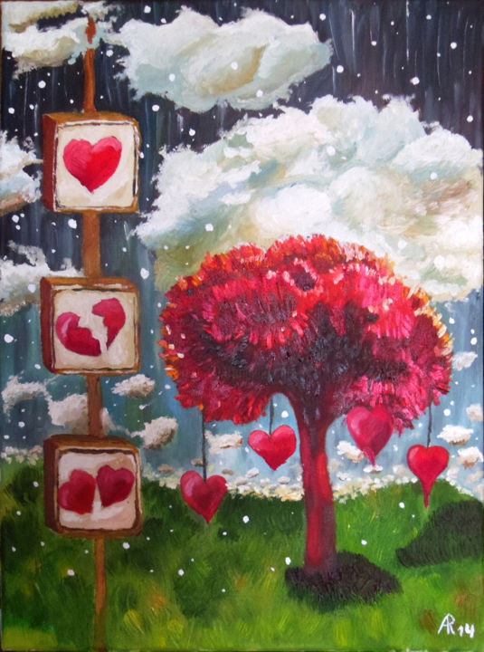 Картина под названием "Love tree" - Anna La Mouton, Подлинное произведение искусства,