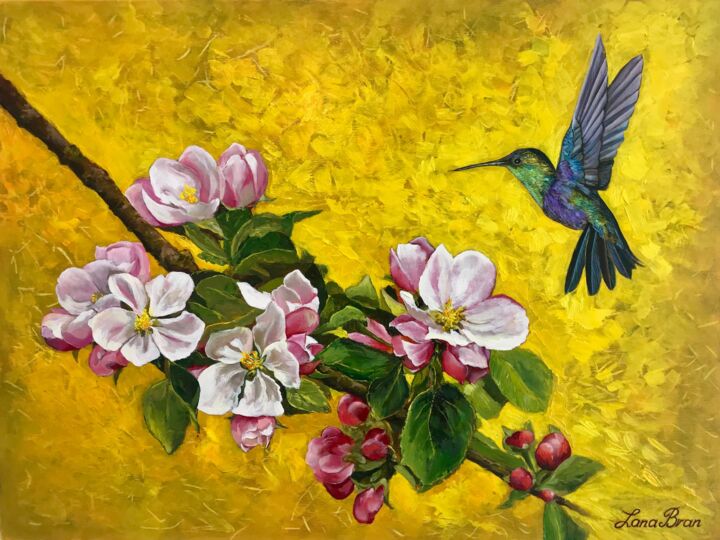 Painting titled "Scent of spring. Hu…" by Lana Bran, Original Artwork, Oil