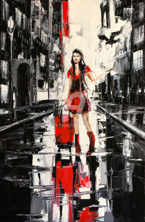 Painting titled "Out of city" by Lana Frey, Original Artwork, Oil