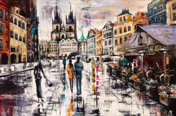 「Prague. Staromestska」というタイトルの絵画 Lana Freyによって, オリジナルのアートワーク, アクリル