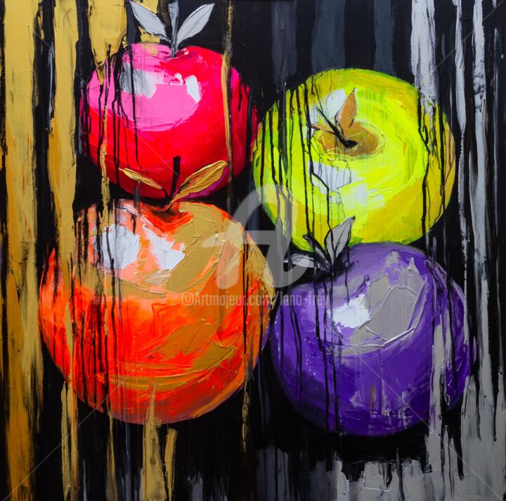 Peinture intitulée "Festive apples" par Lana Frey, Œuvre d'art originale, Acrylique