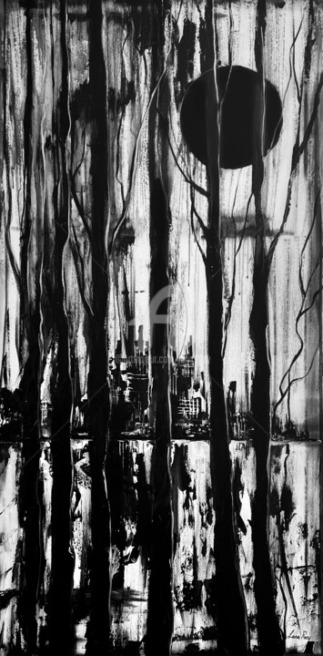 Malerei mit dem Titel "In the black moon's…" von Lana Frey, Original-Kunstwerk, Acryl