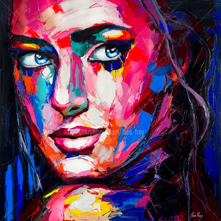 Painting titled "Sapphire" by Lana Frey, Original Artwork, Oil