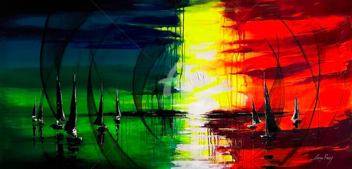 Malerei mit dem Titel "Absorbing color shi…" von Lana Frey, Original-Kunstwerk, Acryl