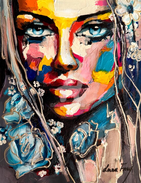 Painting titled "Lila" by Lana Frey, Original Artwork, Acrylic