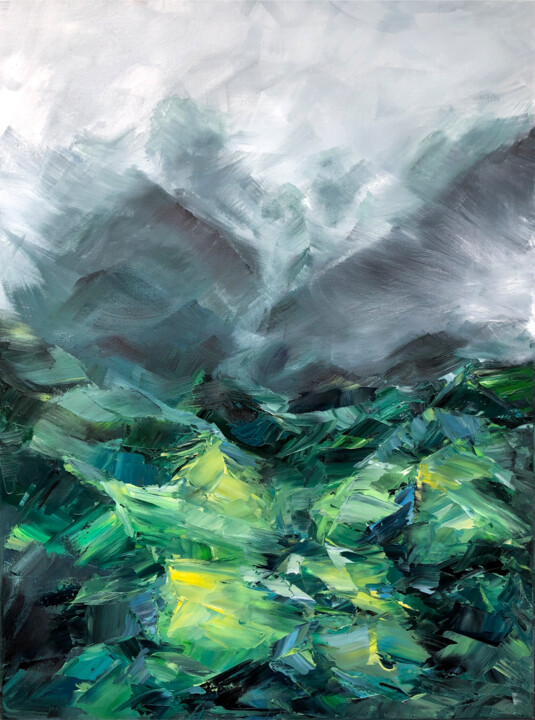 Картина под названием "Fog II" - Lana Krainova, Подлинное произведение искусства, Масло Установлен на Деревянная рама для но…