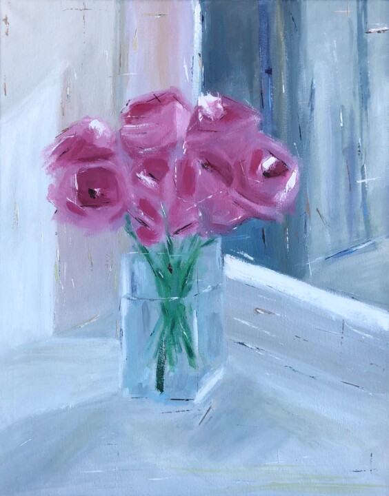 Картина под названием "Tulips" - Lana Krainova, Подлинное произведение искусства, Масло
