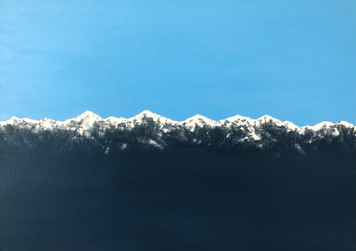 Pintura intitulada "Snowy mountains" por Lana Krainova, Obras de arte originais, Acrílico Montado em Armação em madeira