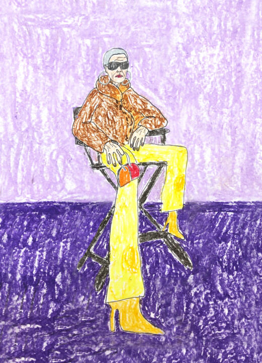 Dessin intitulée "Yellow pants" par Lana Krainova, Œuvre d'art originale, Pastel