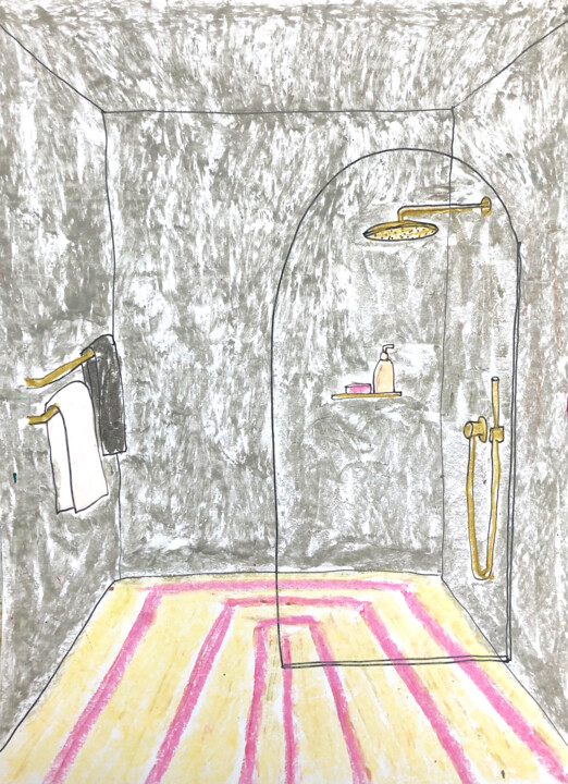 Dibujo titulada "A bathroom" por Lana Krainova, Obra de arte original, Pastel