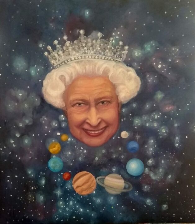 Painting titled "Royal necklace" by Lana Lavita Weissburg, Original Art, Oil Mounted on Stretcher frame