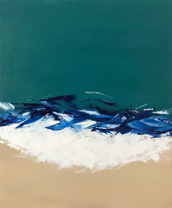 Painting titled "Morning cappuccino" by Lana Li, Original Art, Oil Mounted on Stretcher frame
