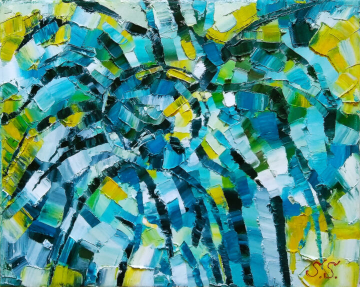 Картина под названием "Abstract flower" - Lana Light S., Подлинное произведение искусства, Масло