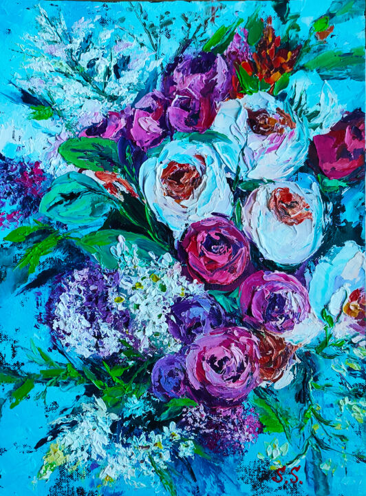 Картина под названием ""Bouquet de pivoine…" - Lana Light S., Подлинное произведение искусства, Масло