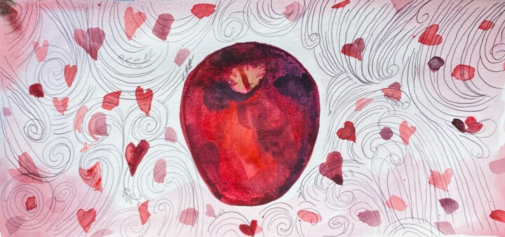 Рисунок под названием "Saint Valentine App…" - Lana Mur, Подлинное произведение искусства, Акварель