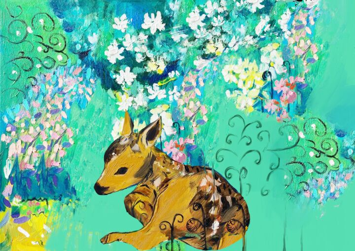 Arts numériques intitulée "Baby deer print Pai…" par Lana Mur, Œuvre d'art originale, Peinture numérique