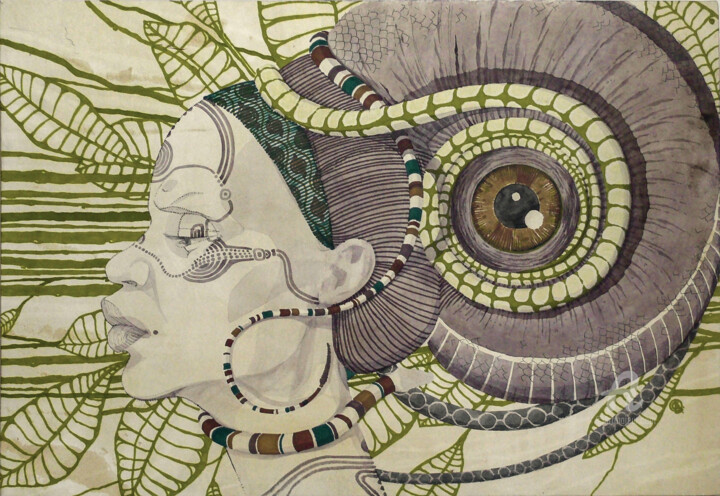 Tekening getiteld "Ialorisha" door Lana Okoneshnikova, Origineel Kunstwerk, Marker