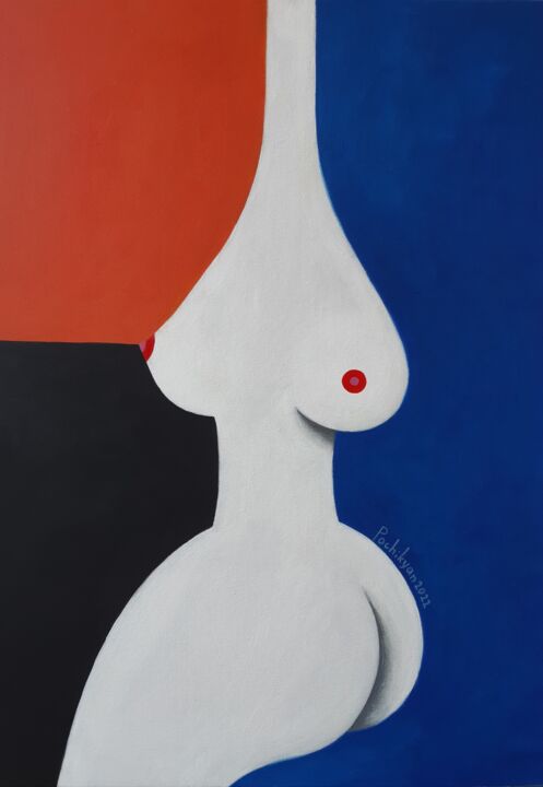 Картина под названием "White woman" - Лана Почикян, Подлинное произведение искусства, Масло