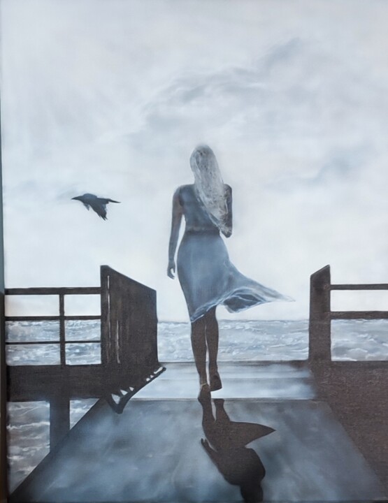Pintura titulada "Элегия моря" por Lana Romashkan, Obra de arte original, Aerógrafo