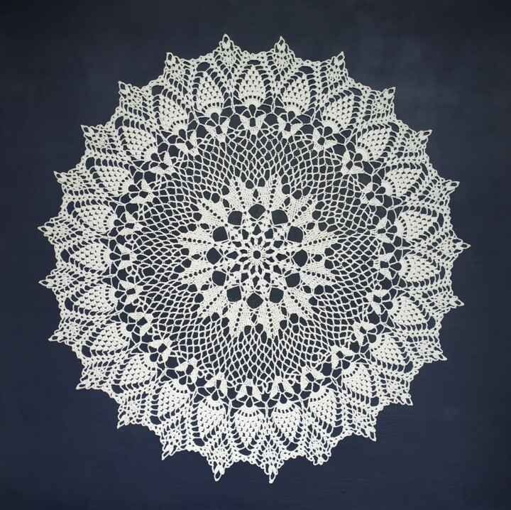 Ζωγραφική με τίτλο "Snowflake" από Lana Vereshchagina, Αυθεντικά έργα τέχνης, Ακρυλικό Τοποθετήθηκε στο Ξύλινο φορείο σκελετό