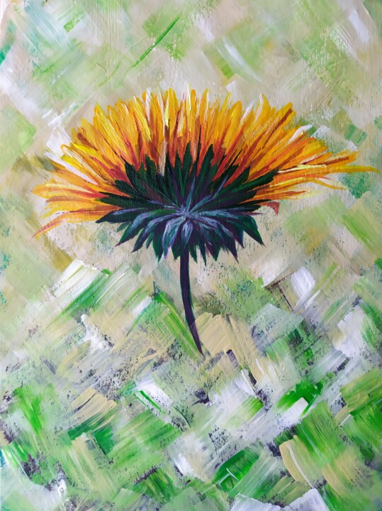 Malerei mit dem Titel "Dandelion" von Lana Vereshchagina, Original-Kunstwerk, Acryl