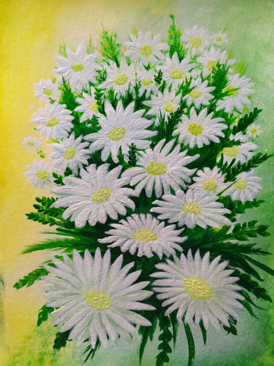 Malerei mit dem Titel "Daisies" von Lana Vereshchagina, Original-Kunstwerk, Acryl