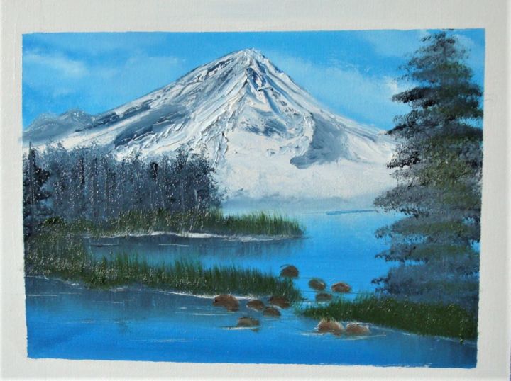 Painting titled "mt-shasta-realigned…" by Lana Fultz Fultz, Original Artwork, Oil