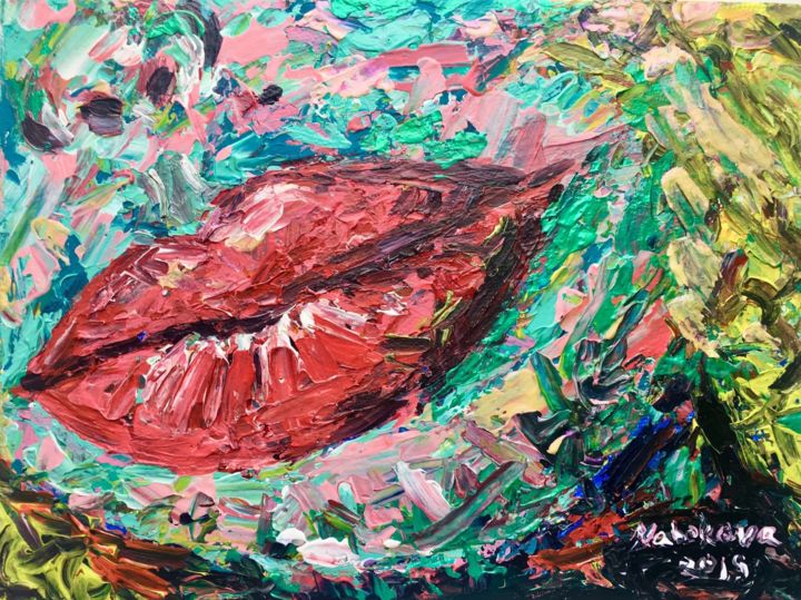 Pintura titulada "Les lèvres" por Olga Nabokova, Obra de arte original, Acrílico