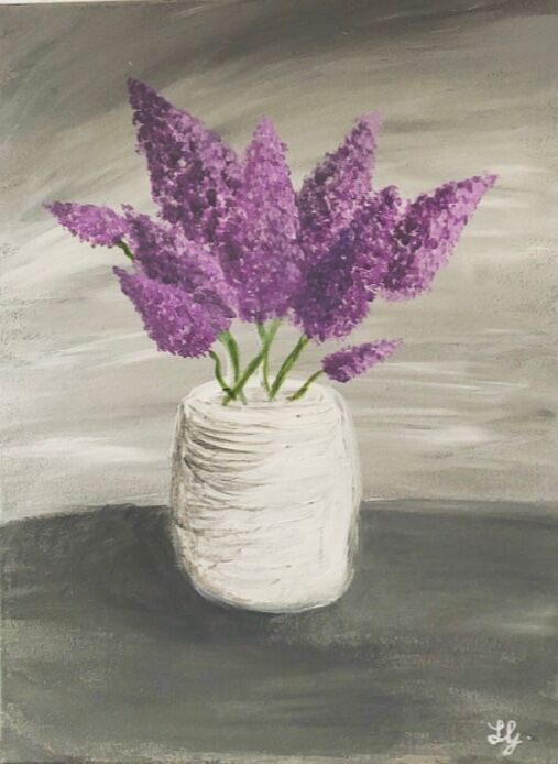 Peinture intitulée "Bouquet de lilas" par Landora, Œuvre d'art originale, Acrylique