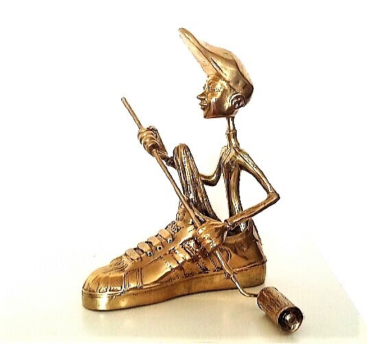 Sculpture titled ""Sail in Gold with…" by Landry Warold, Original Artwork, Bronze