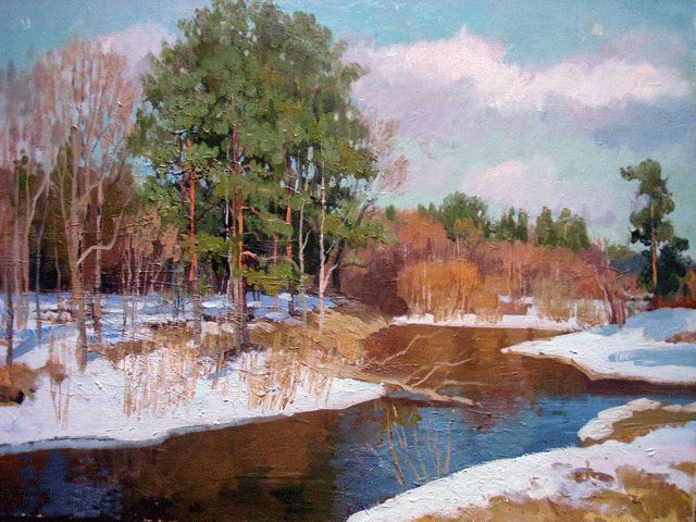 Peinture intitulée "The Early Spring" par Dmitry Samodranov, Œuvre d'art originale